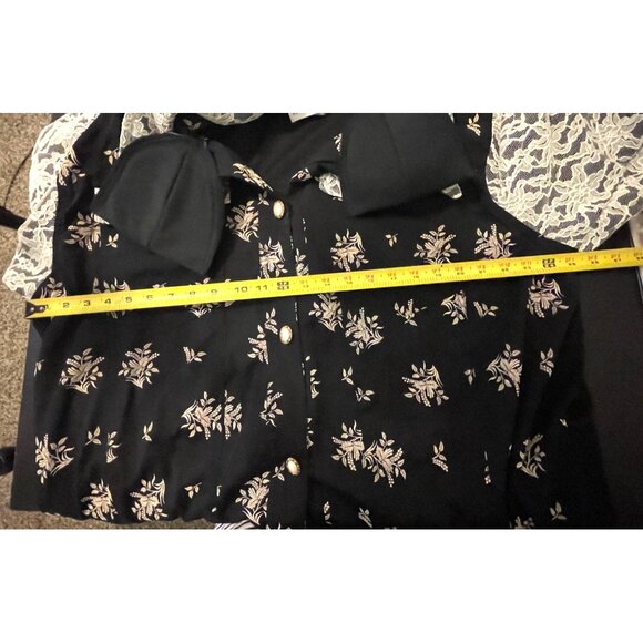 Lacy After Noon PLUS 2X Floral Lace Pearl Button Down Shirt Blouse Made in USA - Picture 11 of 12